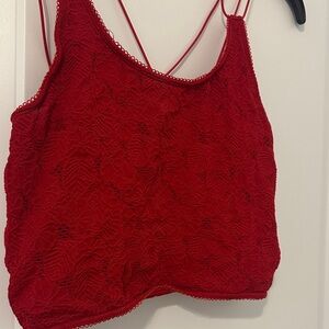 Fabletics Red Lace Crop Top